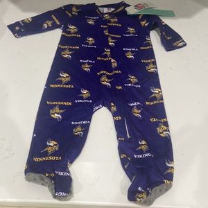 Minnesota Vikings zip up footed pajamas NWT 6-9 months from NFL Team Apparel